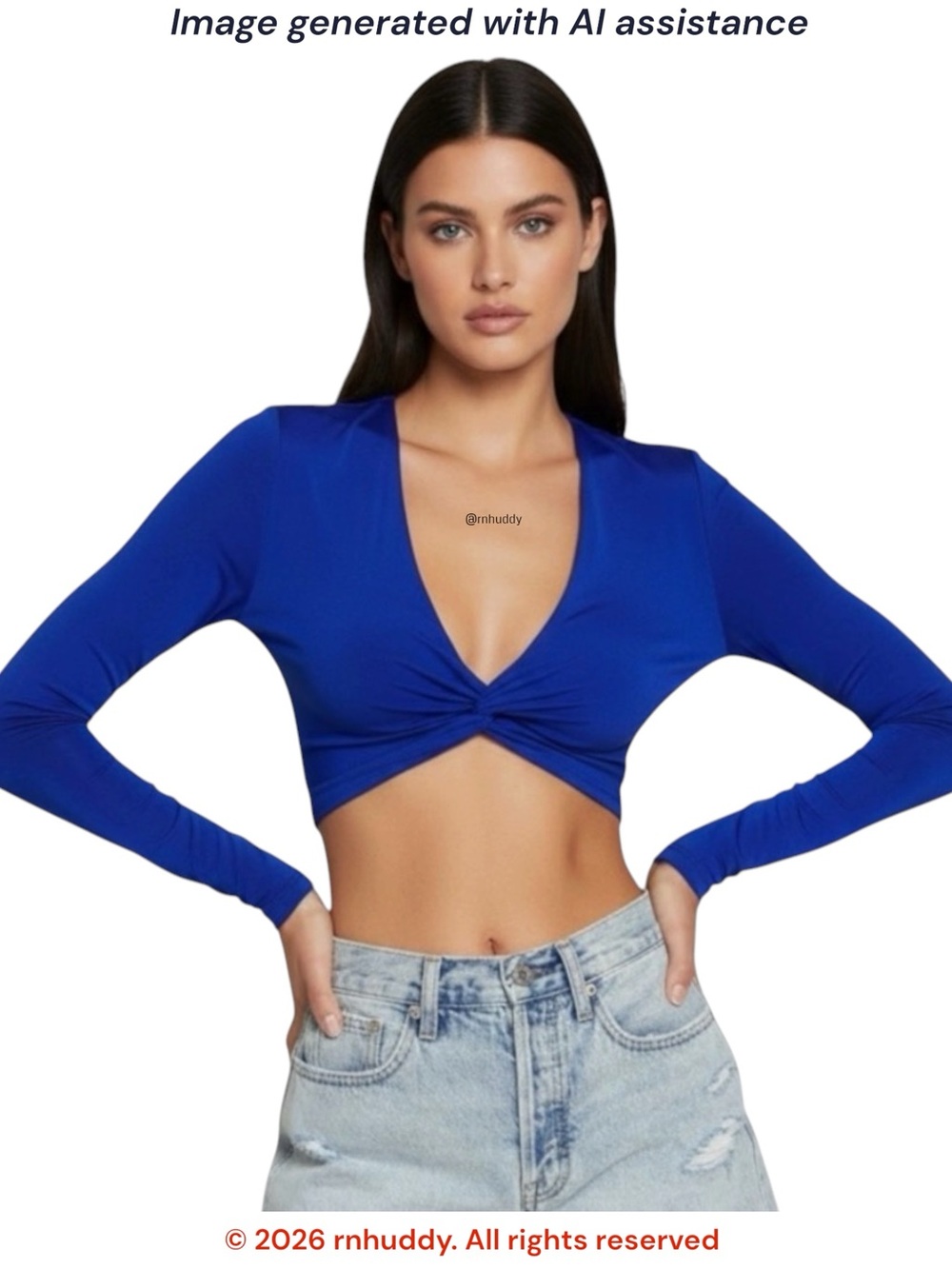 AFRM L cobalt blue front twist crop top